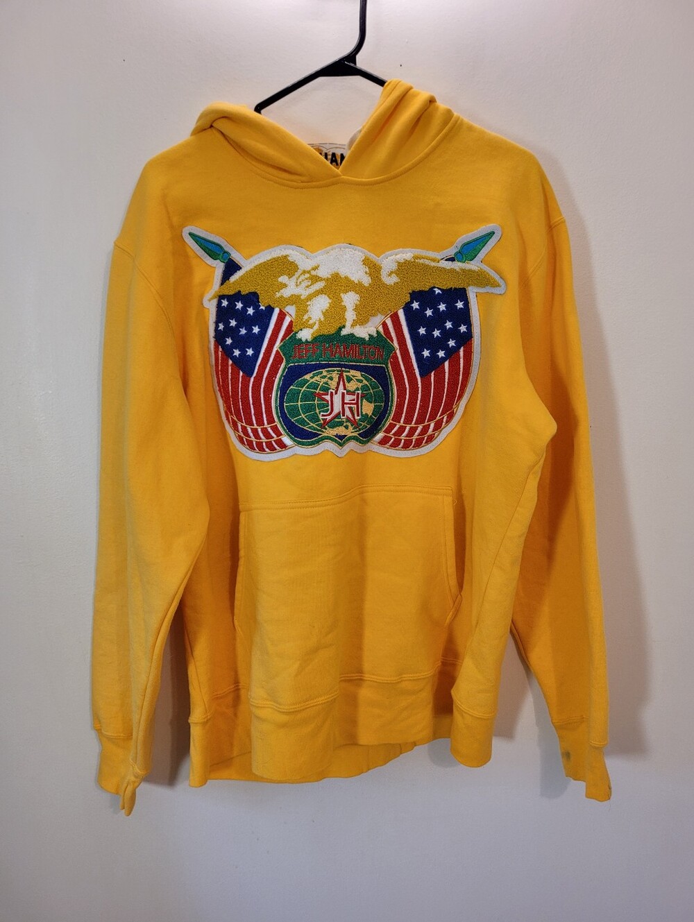 Jeff Hamilton Classic Embroidered Logo In Yellow Usa Flag - Size M